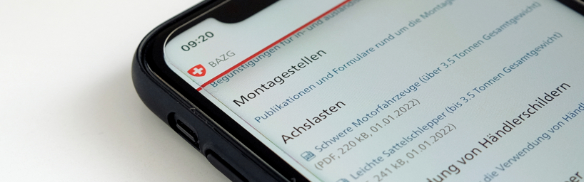 Handy mit Formularübersichtsseite 